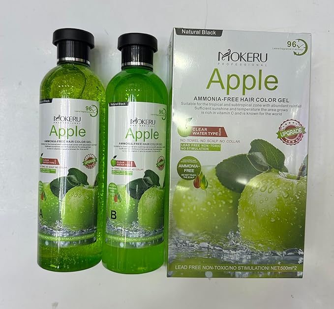Mokeru Professional Apple Hair Crystal Black Dye. Professional AMMONIA-FREE HAIR COLOR GEL. – New Upgraded Clear Water Formula – 2‑Pack (500 ml Each) - Image 1